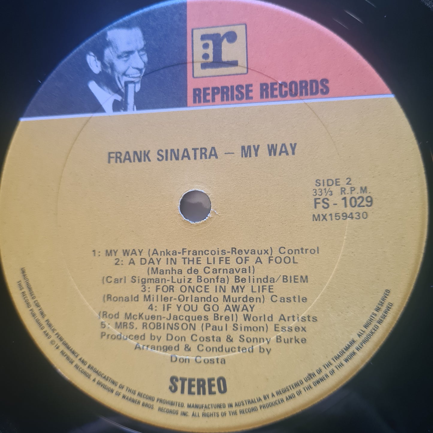 Frank Sinatra – My Way - 1969 - Vinyl Record LP
