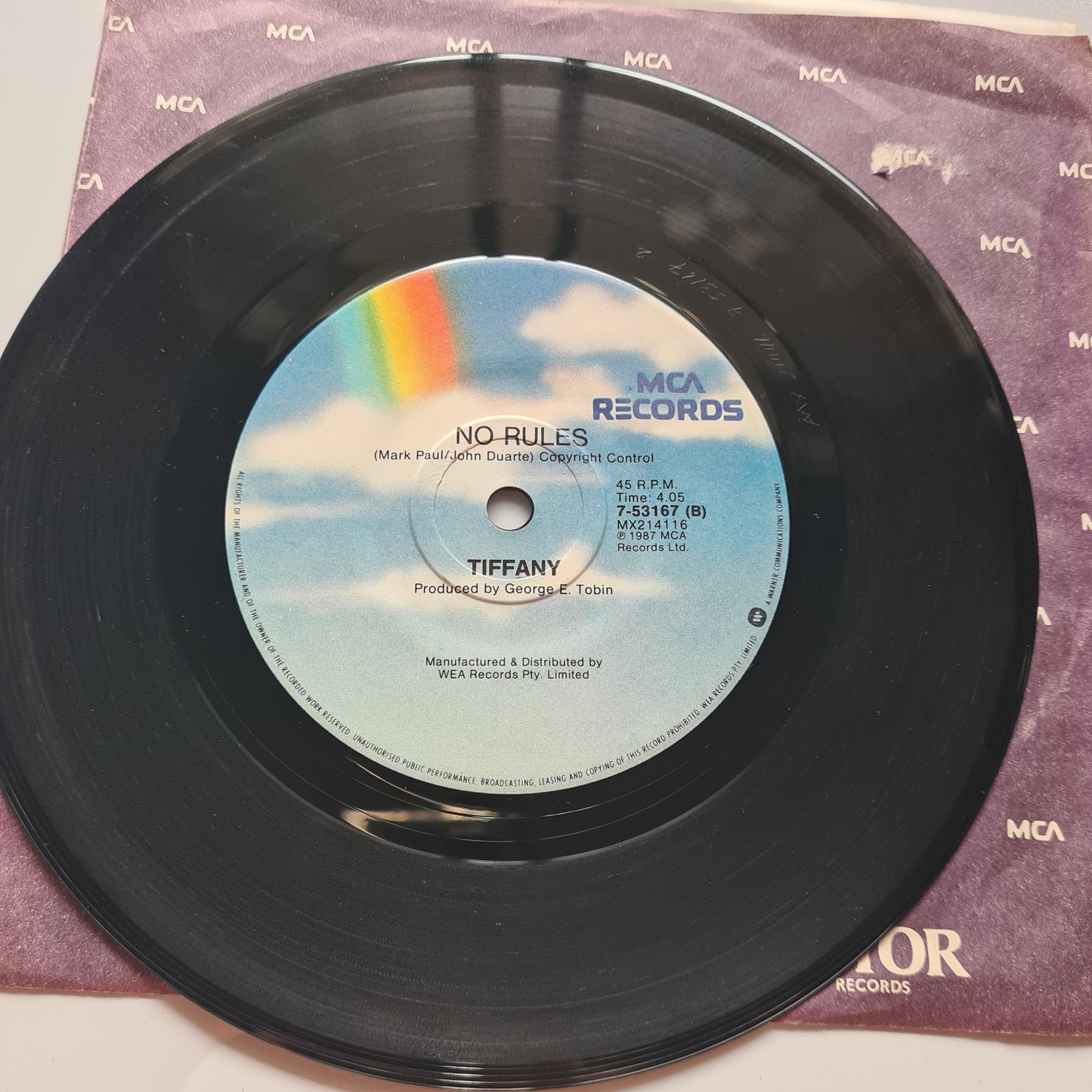 Tiffany – I Think We're Alone Now/ No Rules - 1987 - Vinyl Record 7" Single - 45 RPM (STRANGER THINGS)