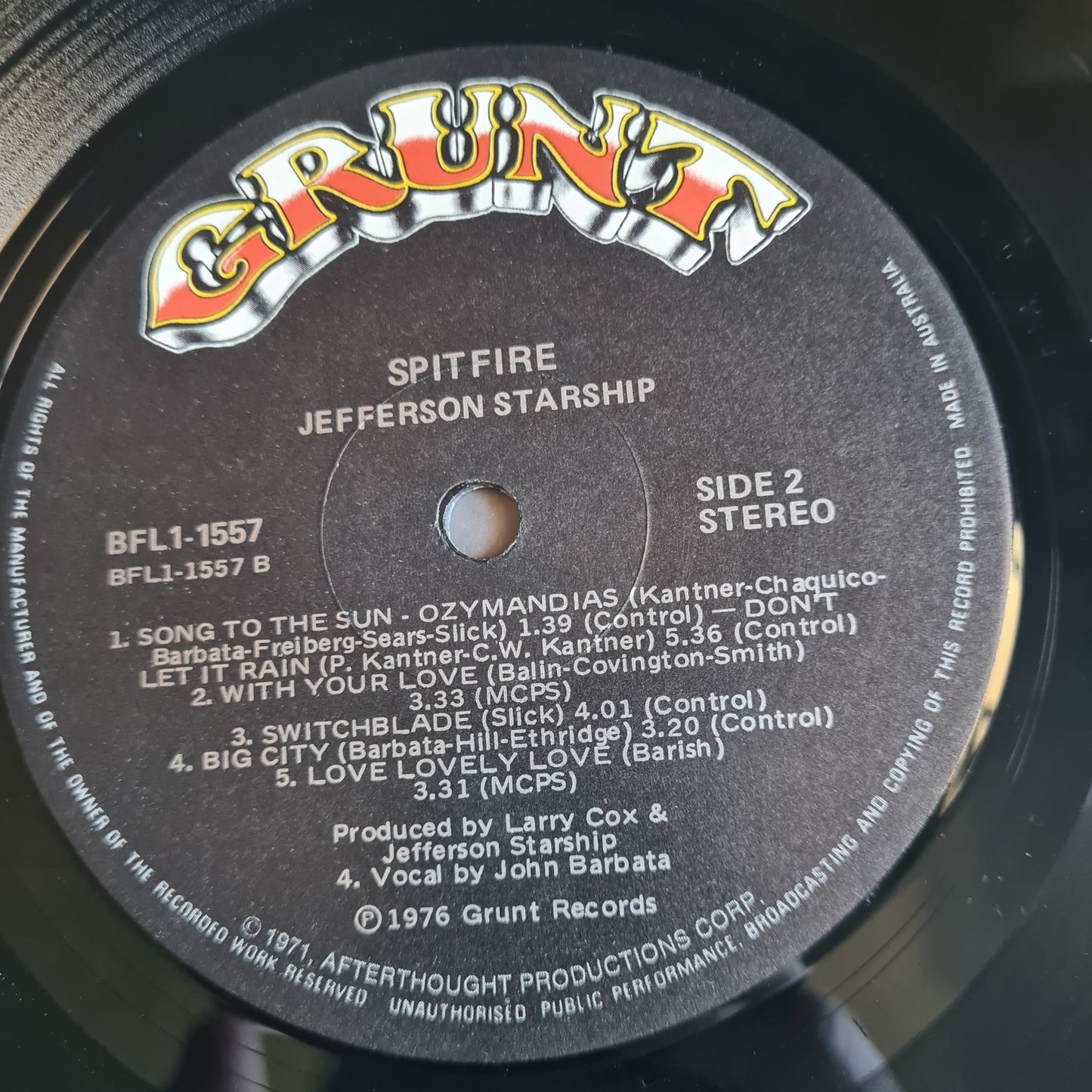 Jefferson Starship – Spitfire - 1976 - Vinyl Record LP