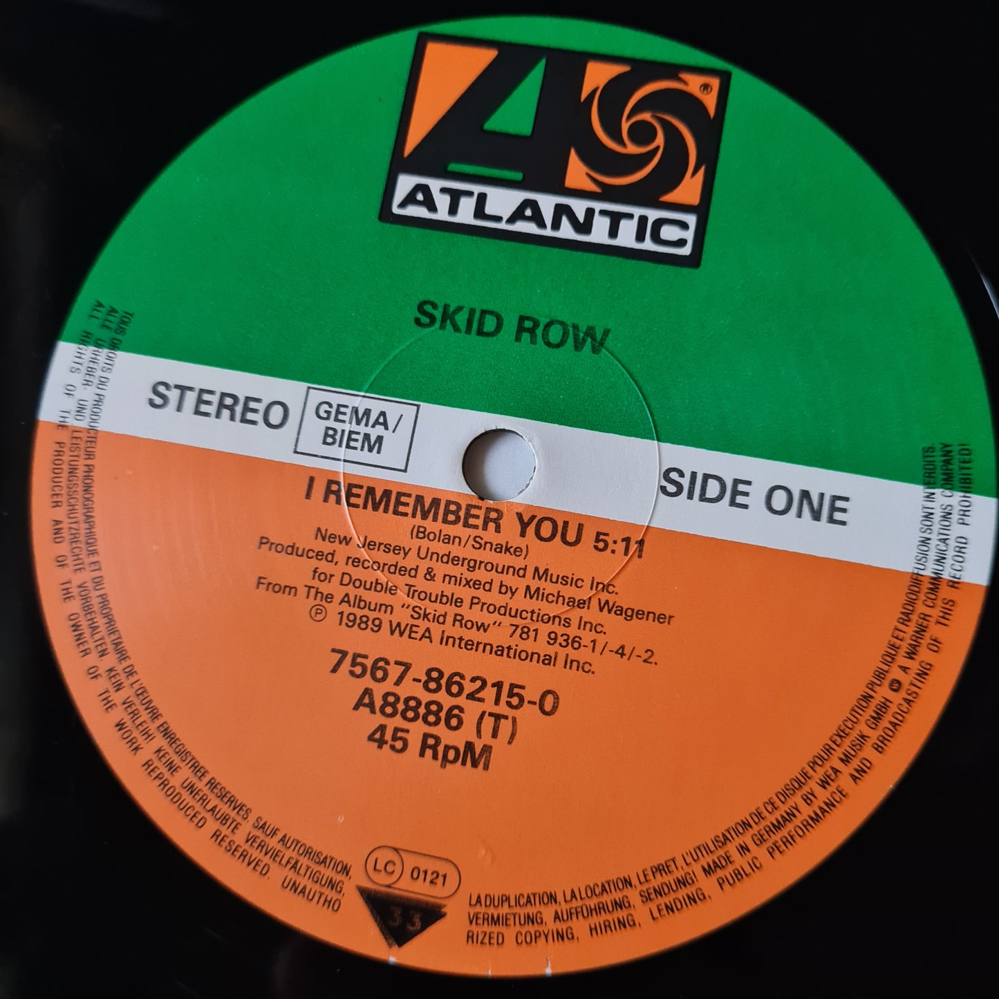 Skid Row –  I Remember You - 1989 (German Pressing) - Vinyl Record 12", Maxi-Single