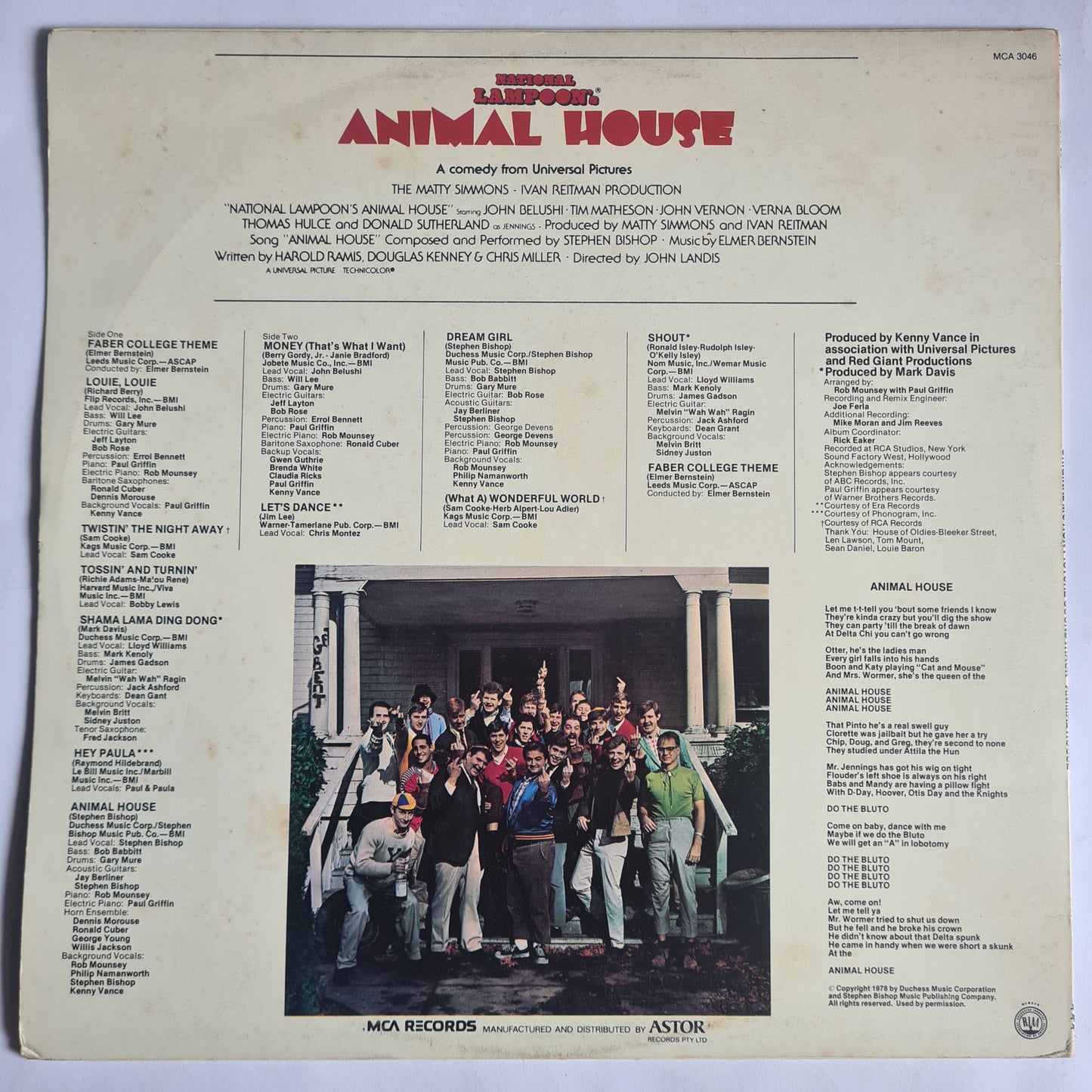 National Lampoon's: Animal House – The Original Movie Soundtrack - 1978 (2nd Australian Pressing) - Vinyl Record LP