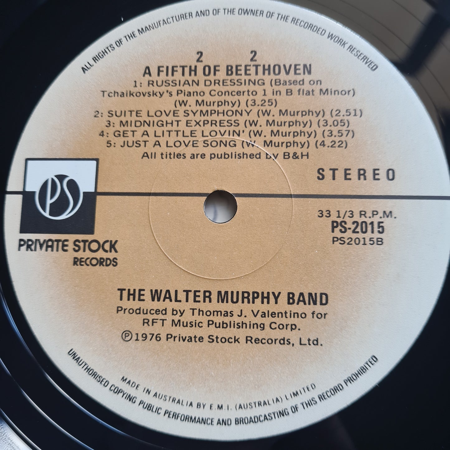 The Walter Murphy Band – A Fifth Of Beethoven - 1976 - Vinyl Record LP