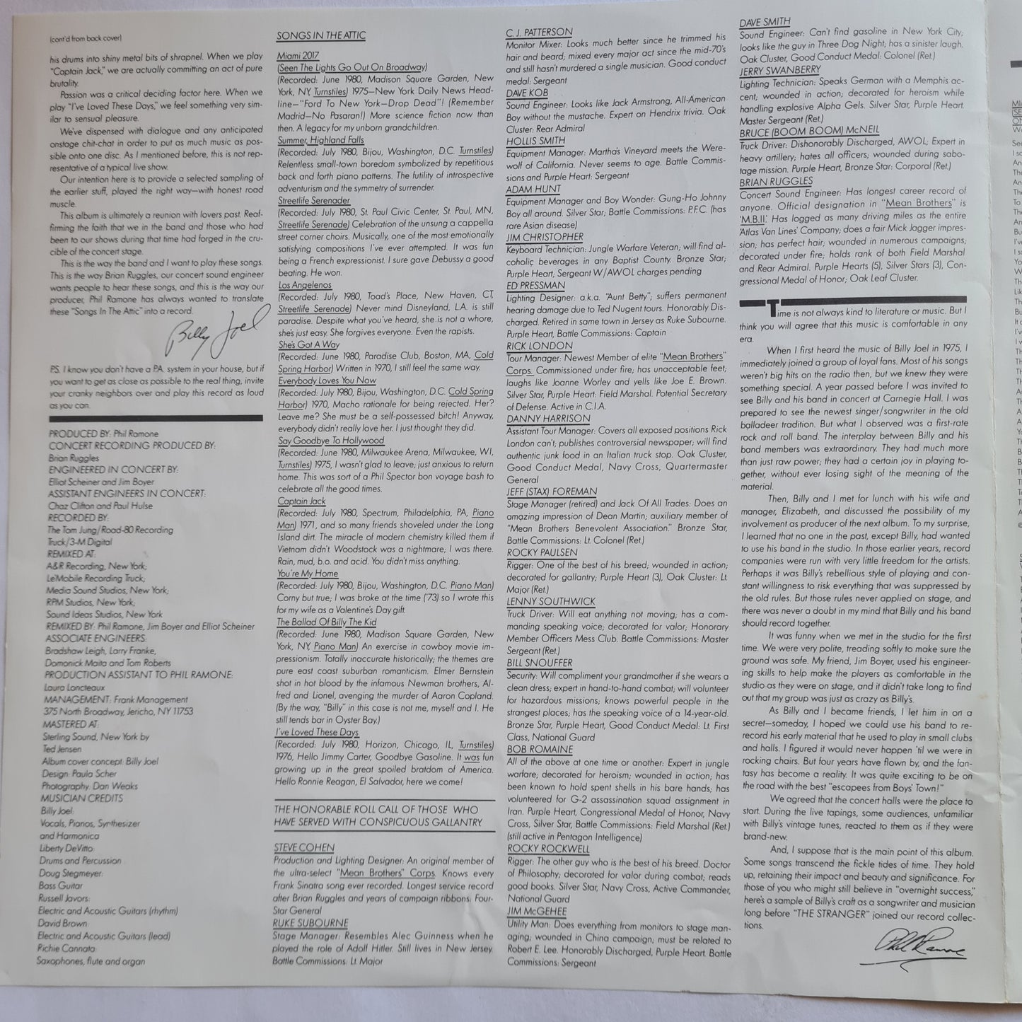 Billy Joel – Songs In The Attic - 1981 (Gatefold) - Vinyl Record LP (near mint)