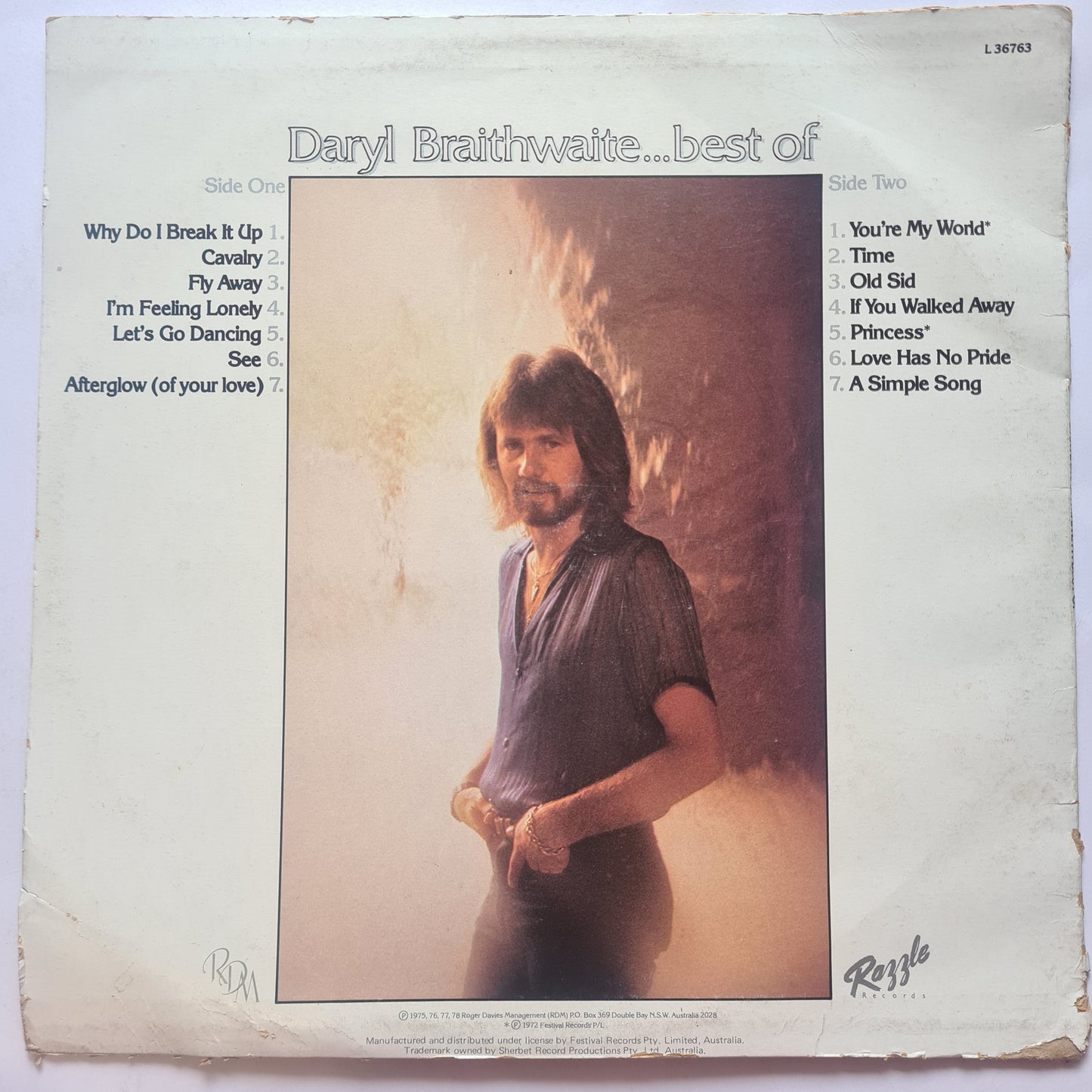 Daryl Braithwaite  – Best Of  - 1978 - Vinyl Record Lp