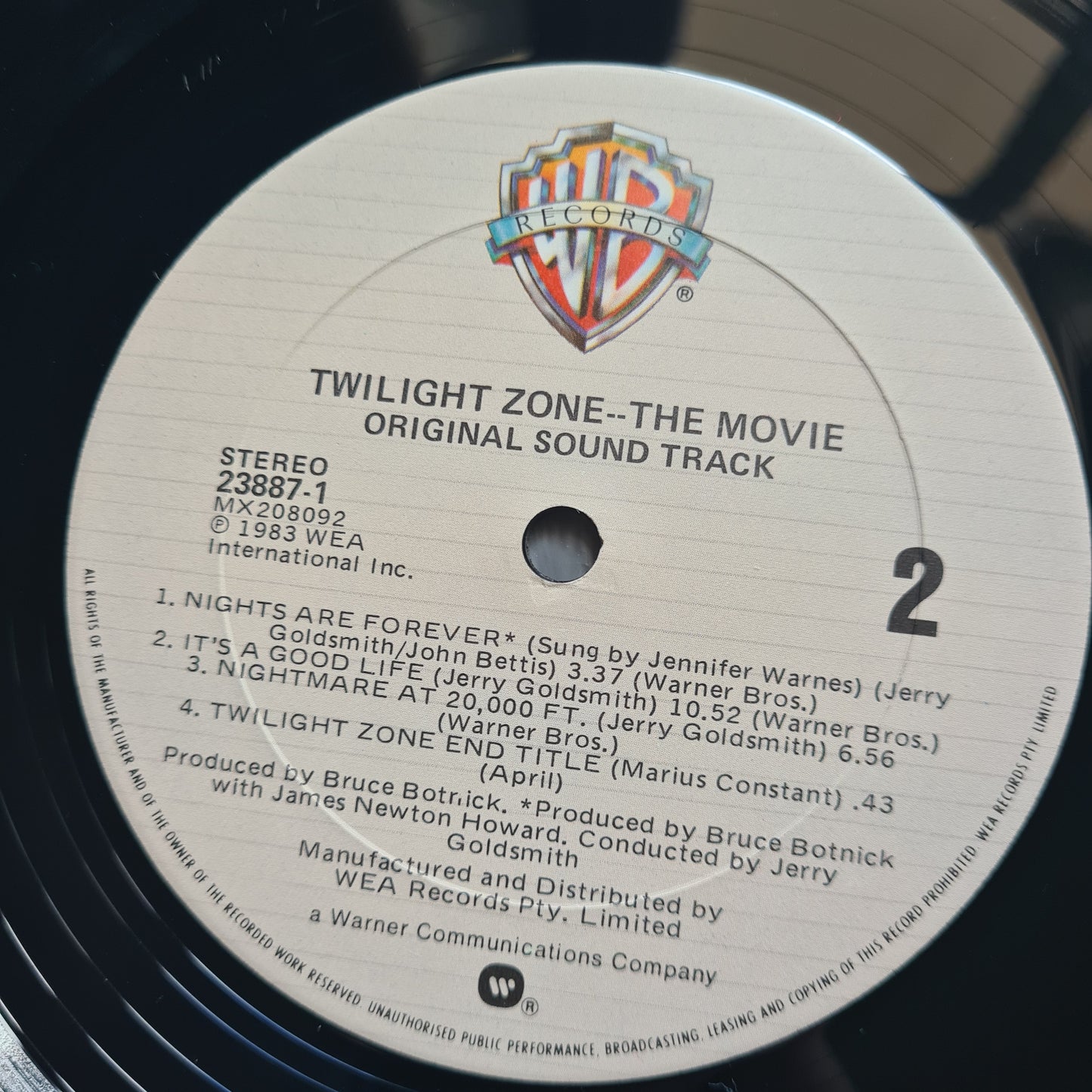 Jerry Goldsmith – Twilight Zone - The Movie (Original Sound Track)- 1983 - Vinyl Record LP