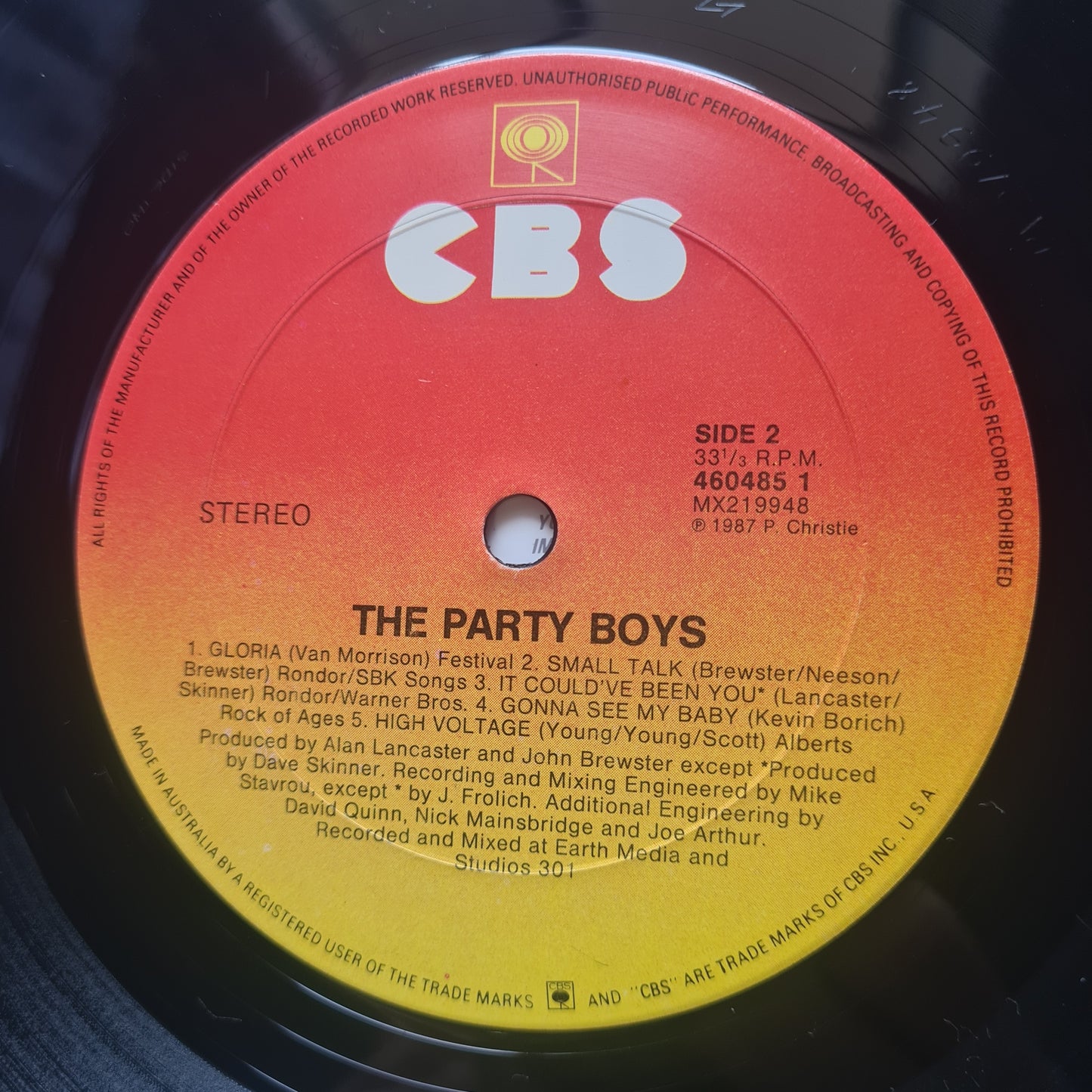 The Party Boys – The Party Boys - 1987 Vinyl Record LP (near mint)