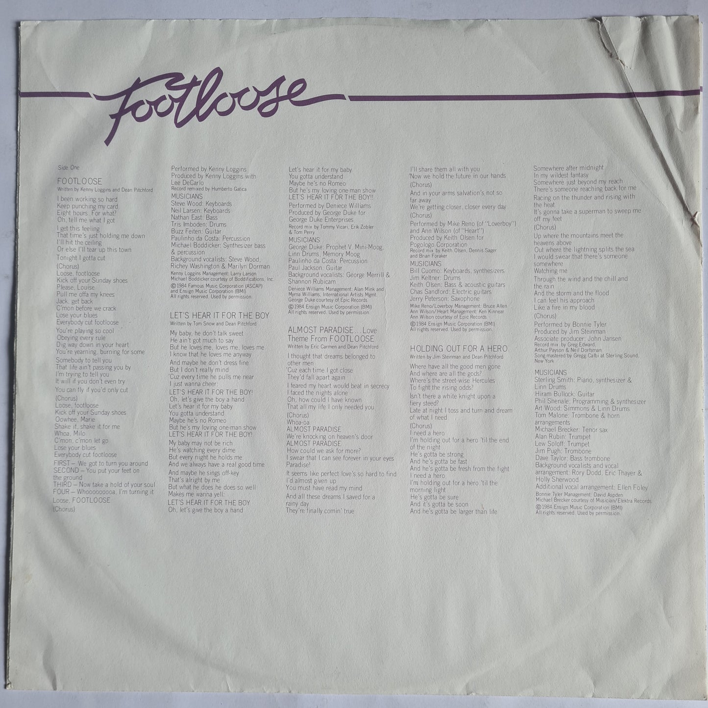Footloose – Original Soundtrack From The Motion Picture - 1984 (USA Pressing) - Vinyl Record LP