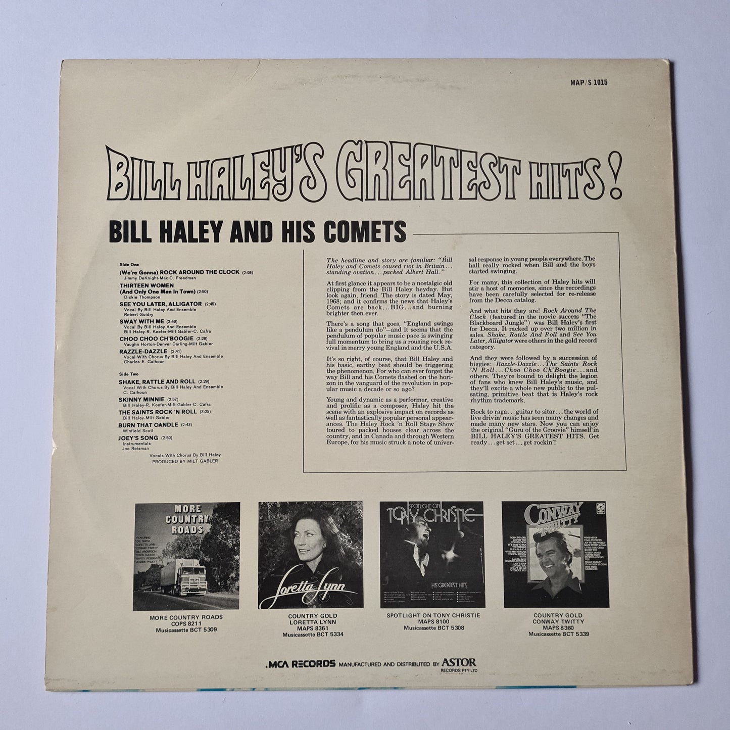 Bill Haley & His Comets– Bill Haley's Greatest Hits - 1969 - Vinyl Record 1
