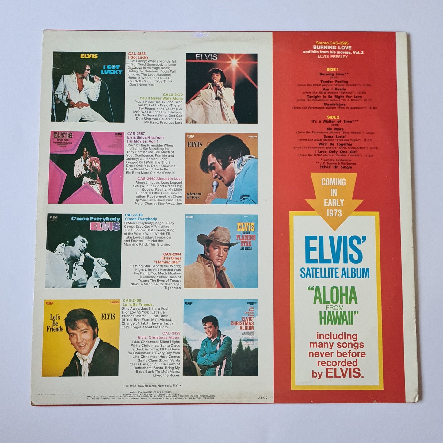 Elvis Presley – Burning Love & Hits From His Movies - 1972 - Vinyl Record