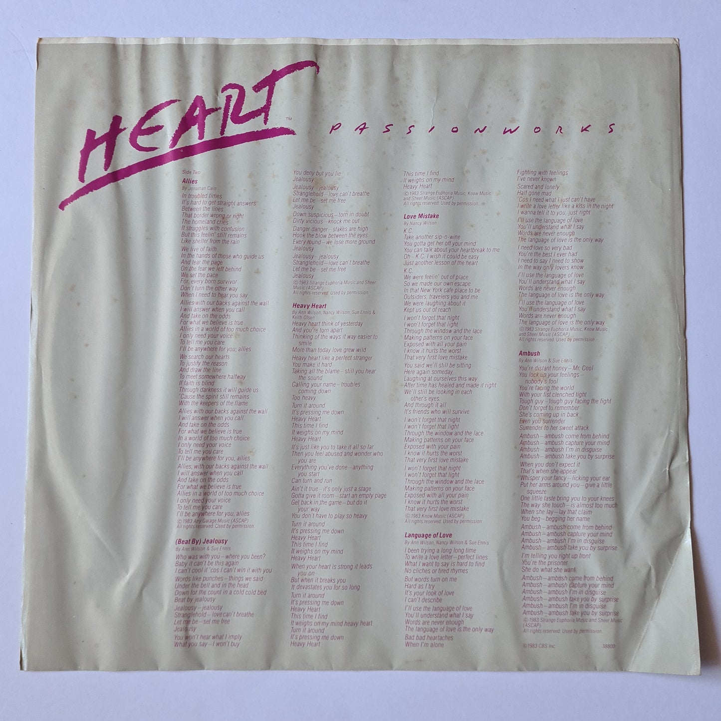 Heart – Passion Works - 1983 - Vinyl Record