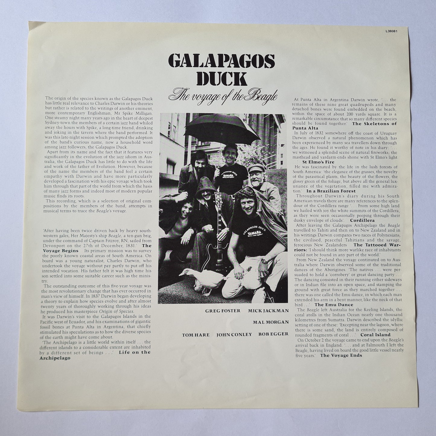 Galapagos Duck – The Voyage Of The Beagle - 1983 - Vinyl Record