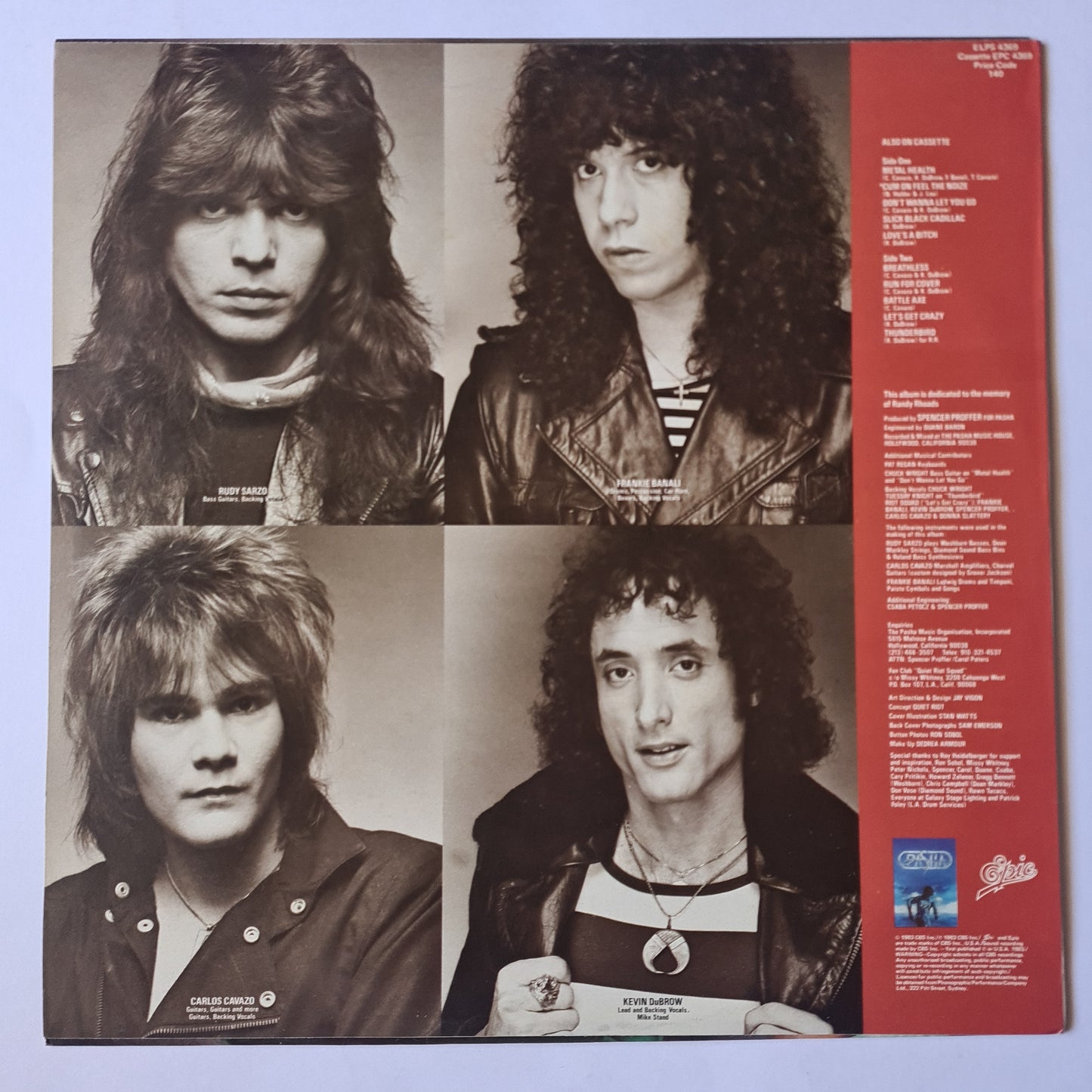 Quiet Riot – Mental Health - 1983 - Vinyl Record LP