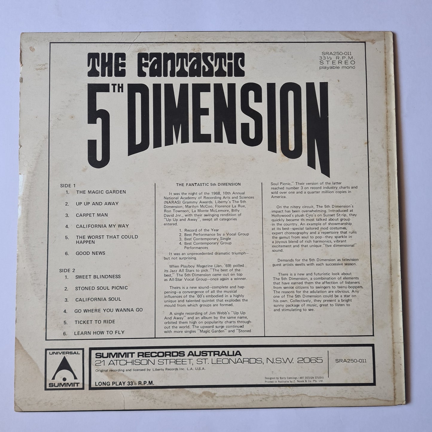 The 5th Dimension – The Fantastic 5th Dimension - 1968 - Vinyl Record