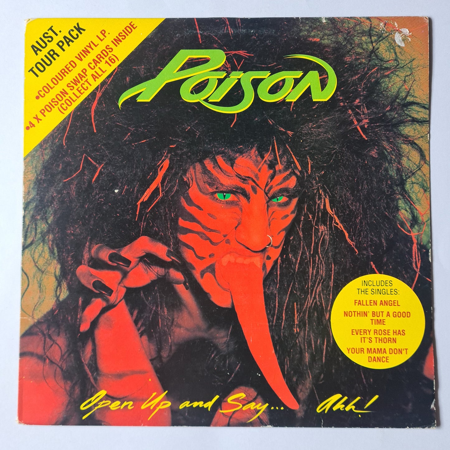 Poison – Open Up & Say... Ahh! - 1988 (Australian Tour Edition Transparent Green Vinyl) - Vinyl Record