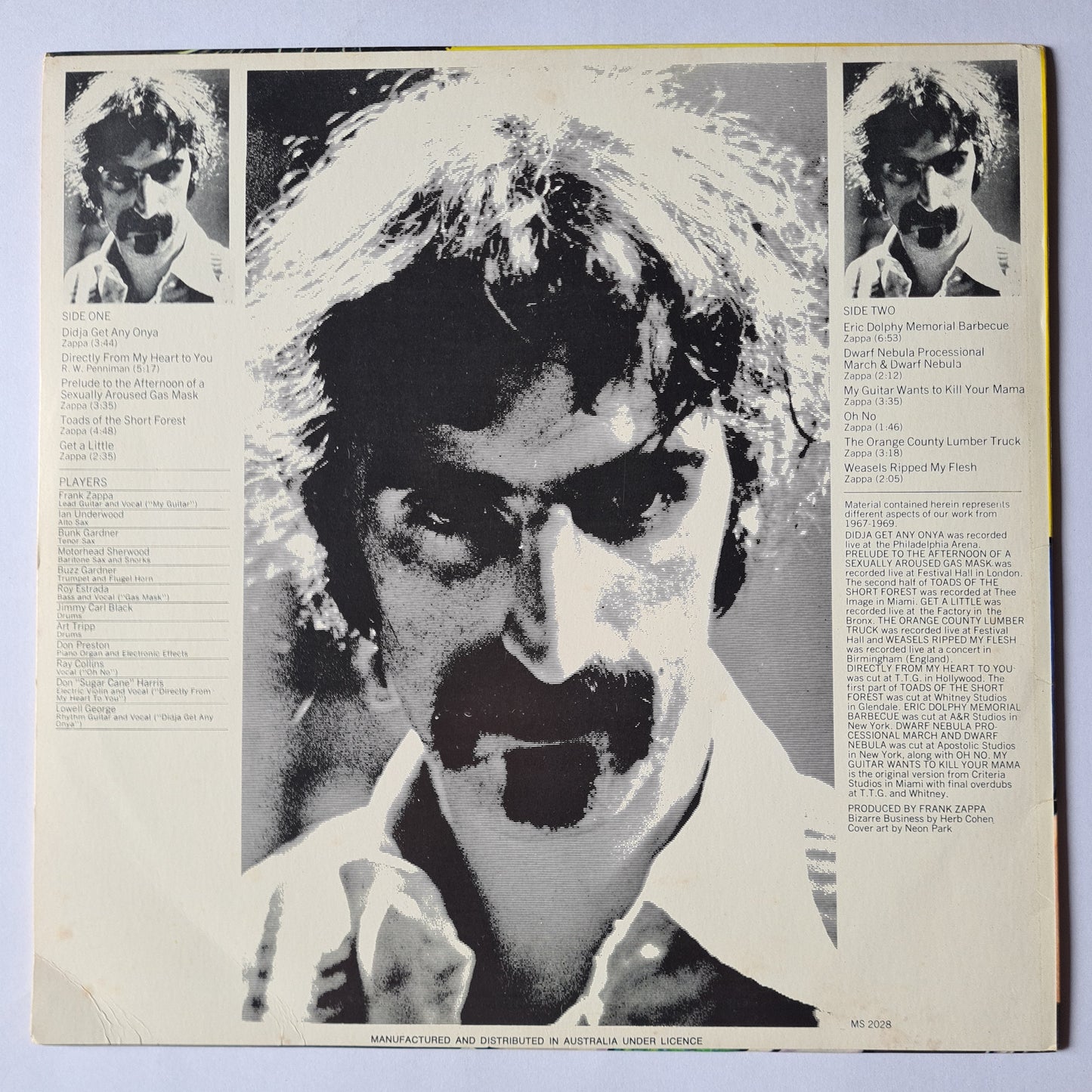 Frank Zappa & The Mothers Of Invention – Weasels Ripped My Flesh - 1970 - Vinyl Record