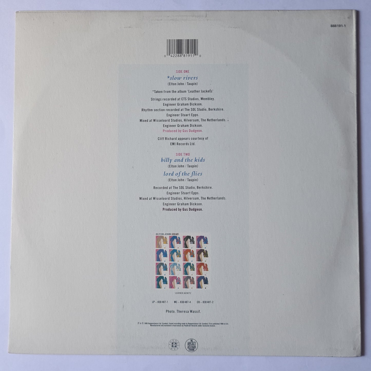 Elton John & Cliff Richard – Slow Rivers (12 Inch Single) - 1986 - Vinyl Record