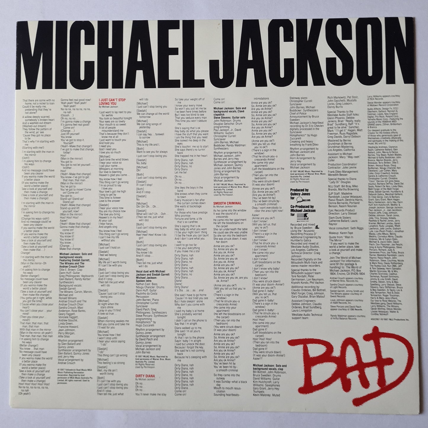 Michael Jackson – Bad - 1987 (Gatefold) - Vinyl Record