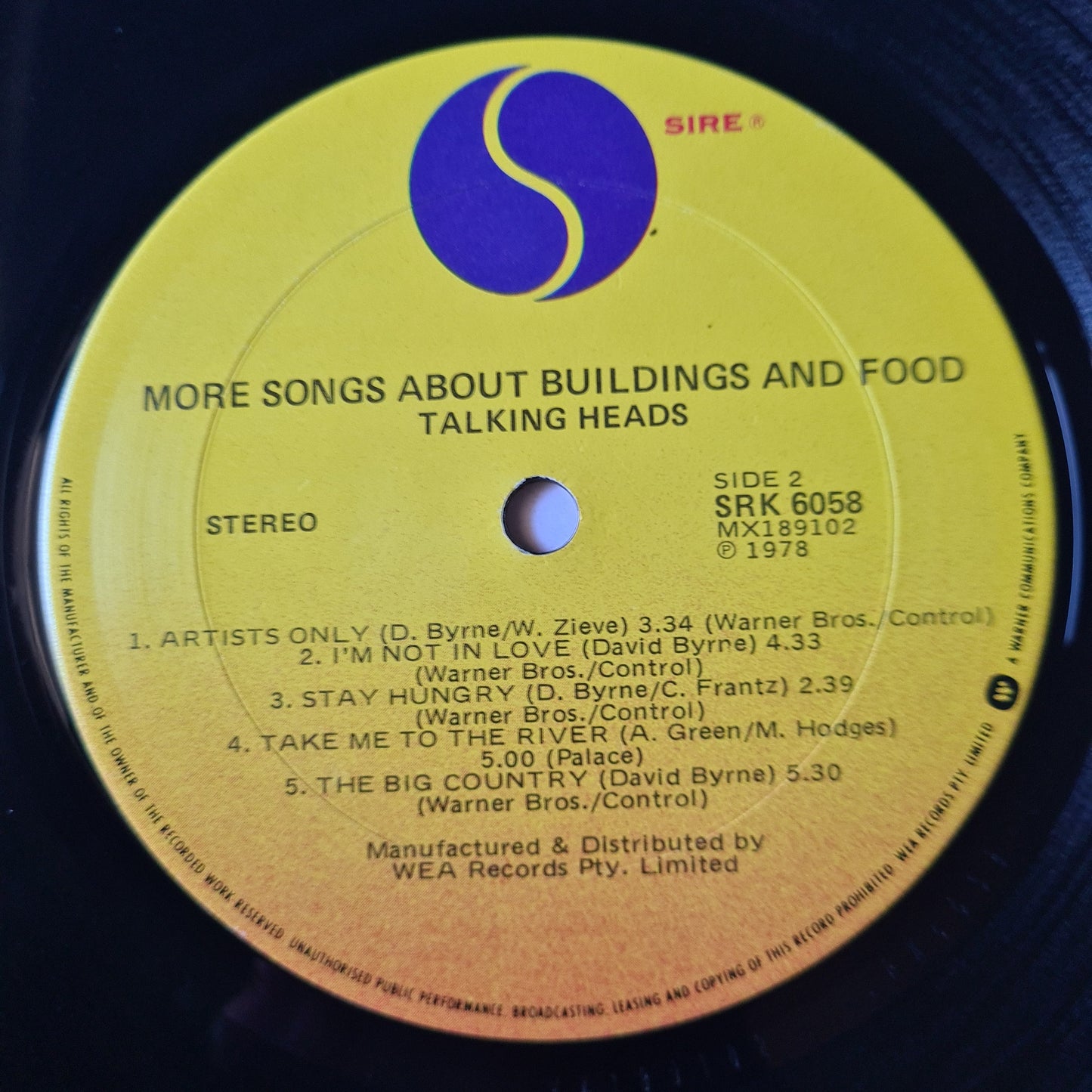 Talking Heads – More Songs About Buildings & Food - 1978 - Vinyl Record