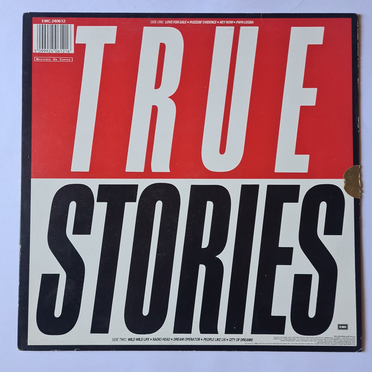 Talking Heads – True Stories - 1986 - Vinyl Record