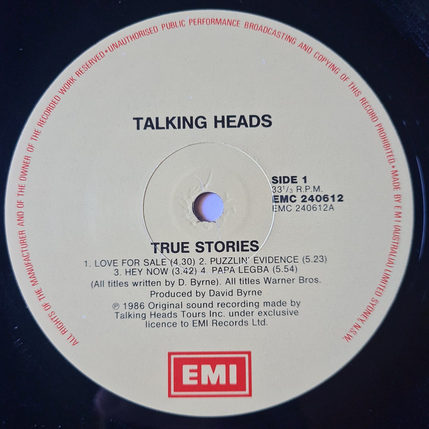 Talking Heads – True Stories - 1986 - Vinyl Record