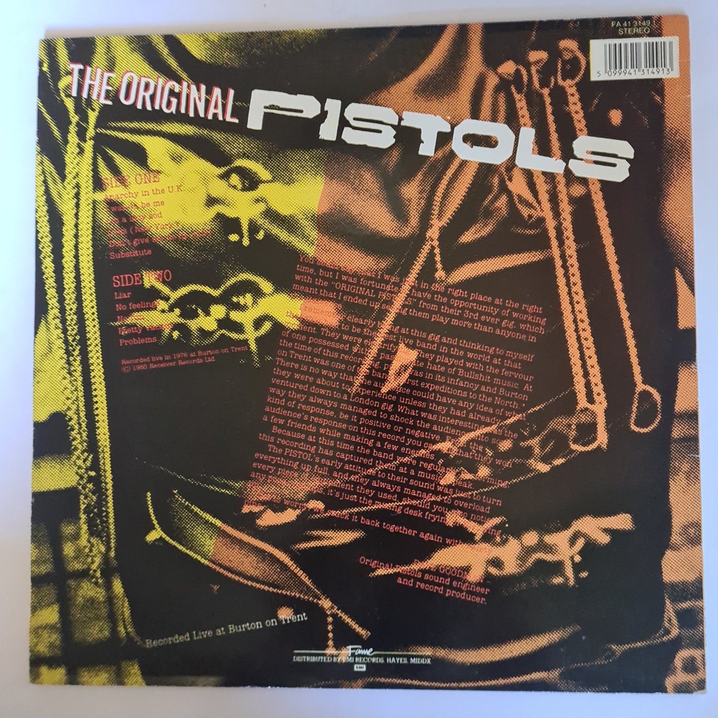 Sex Pistols (The Original Pistols) – The Original Pistols Live - 1986 - Vinyl Record