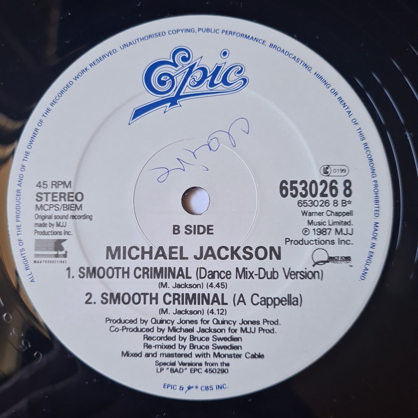 Michael Jackson – Smooth Criminal (Extended Dance Mix Maxi Single) - 1988 - Vinyl Record