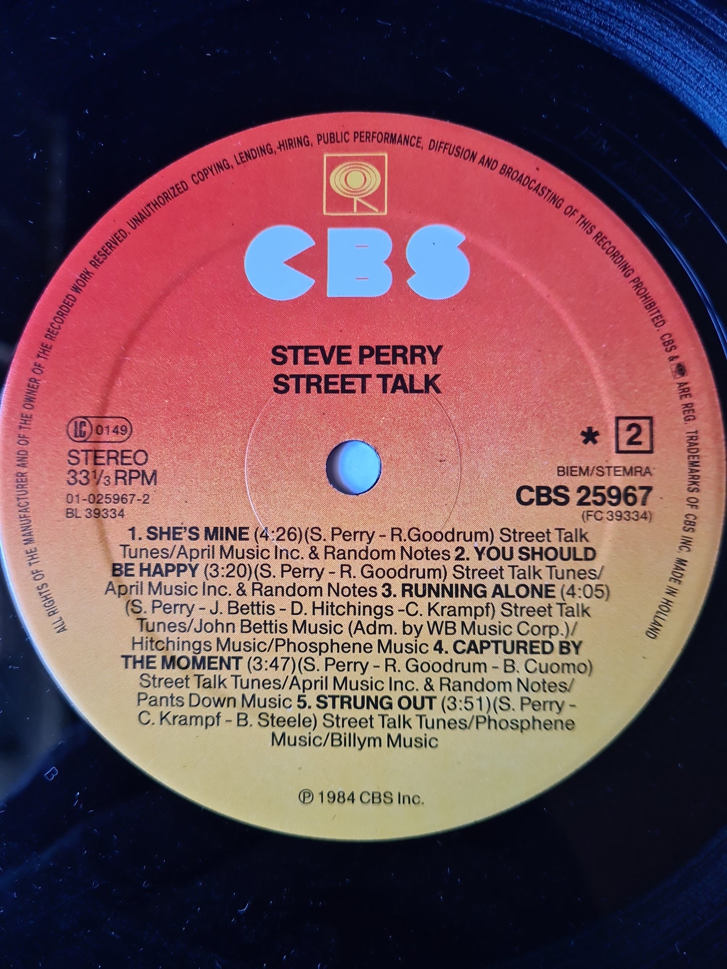 Steve Perry (Journey) – Street Talk - 1984 - Vinyl Record