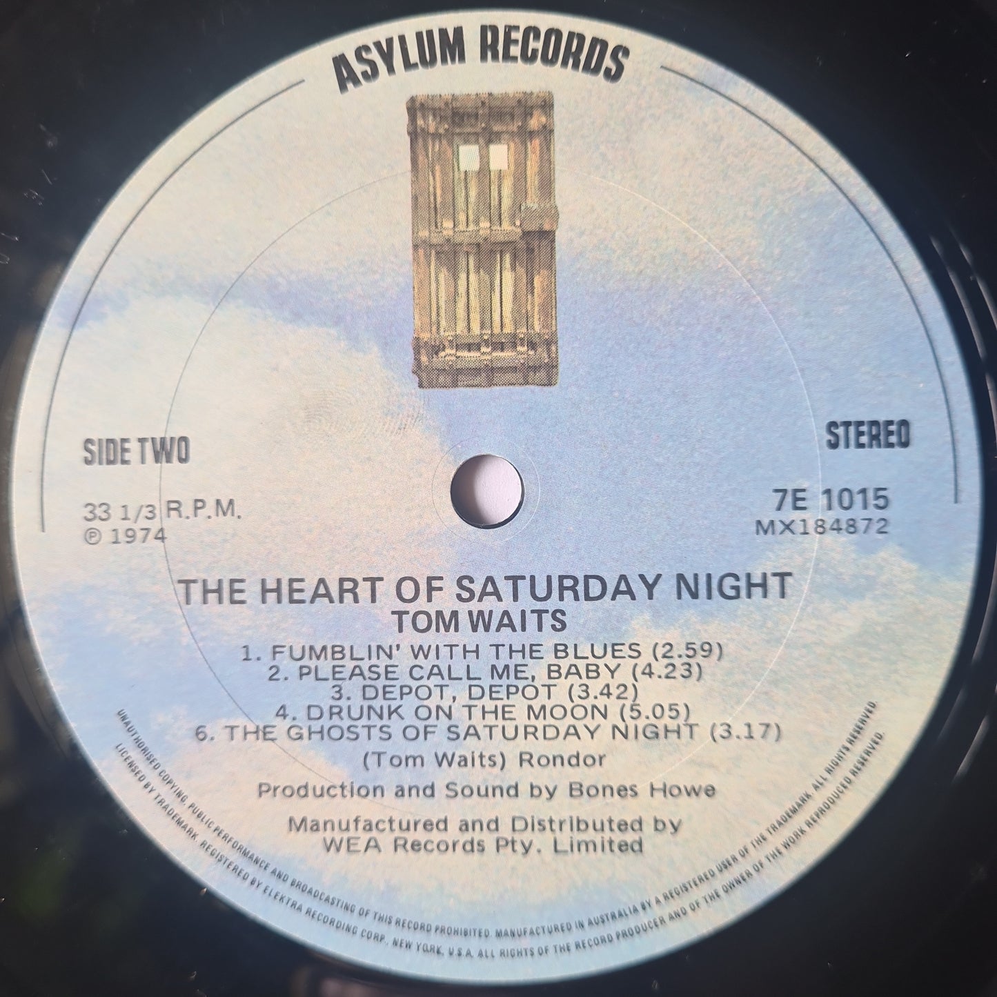 Tom Waits – The Heart Of Saturday Night - 1974 - Vinyl Record