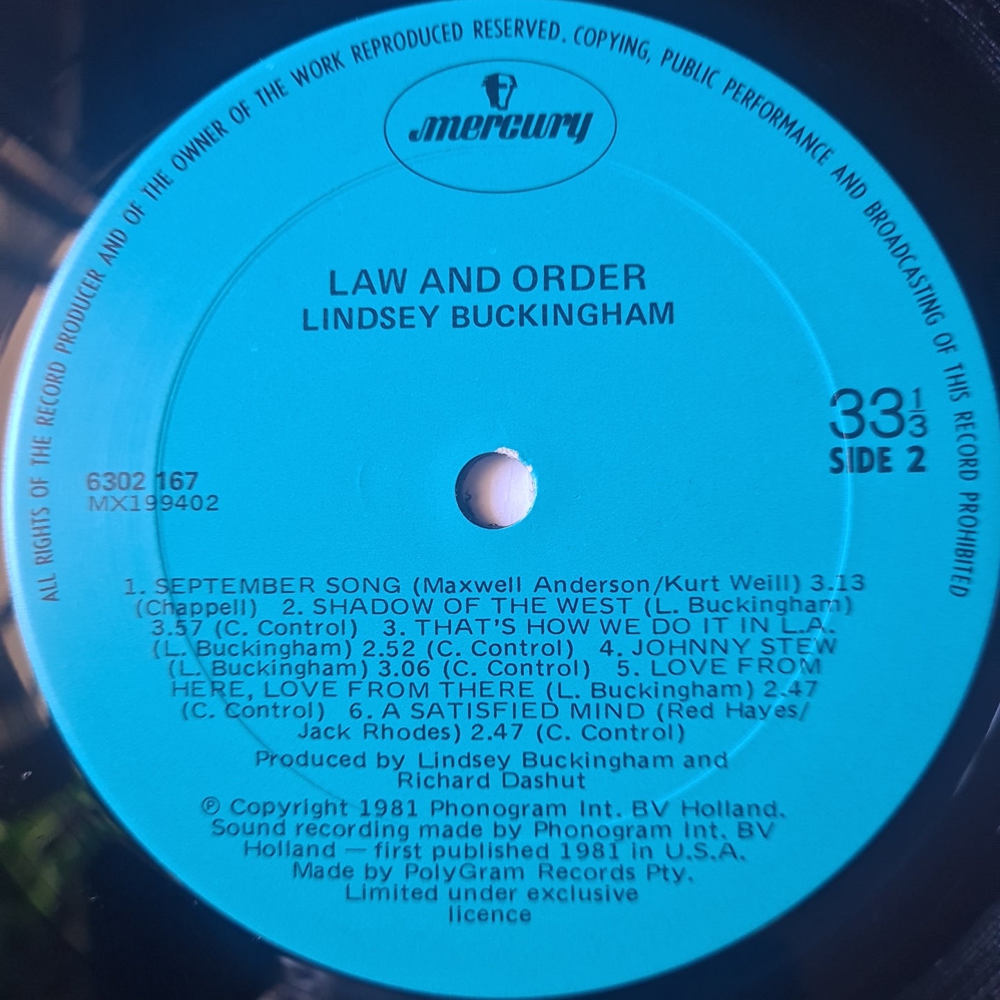 Lindsey Buckingham (Fleetwood Mac) – Law & Order - 1981 (Gatefold) - Vinyl Record LP