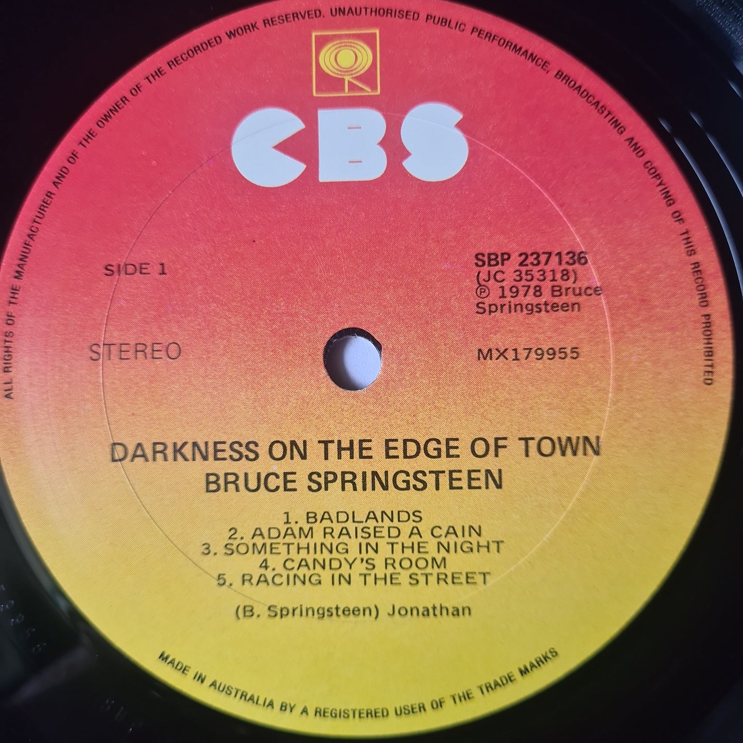 Bruce Springsteen – Darkness On The Edge Of Town - 1978 - Vinyl Record