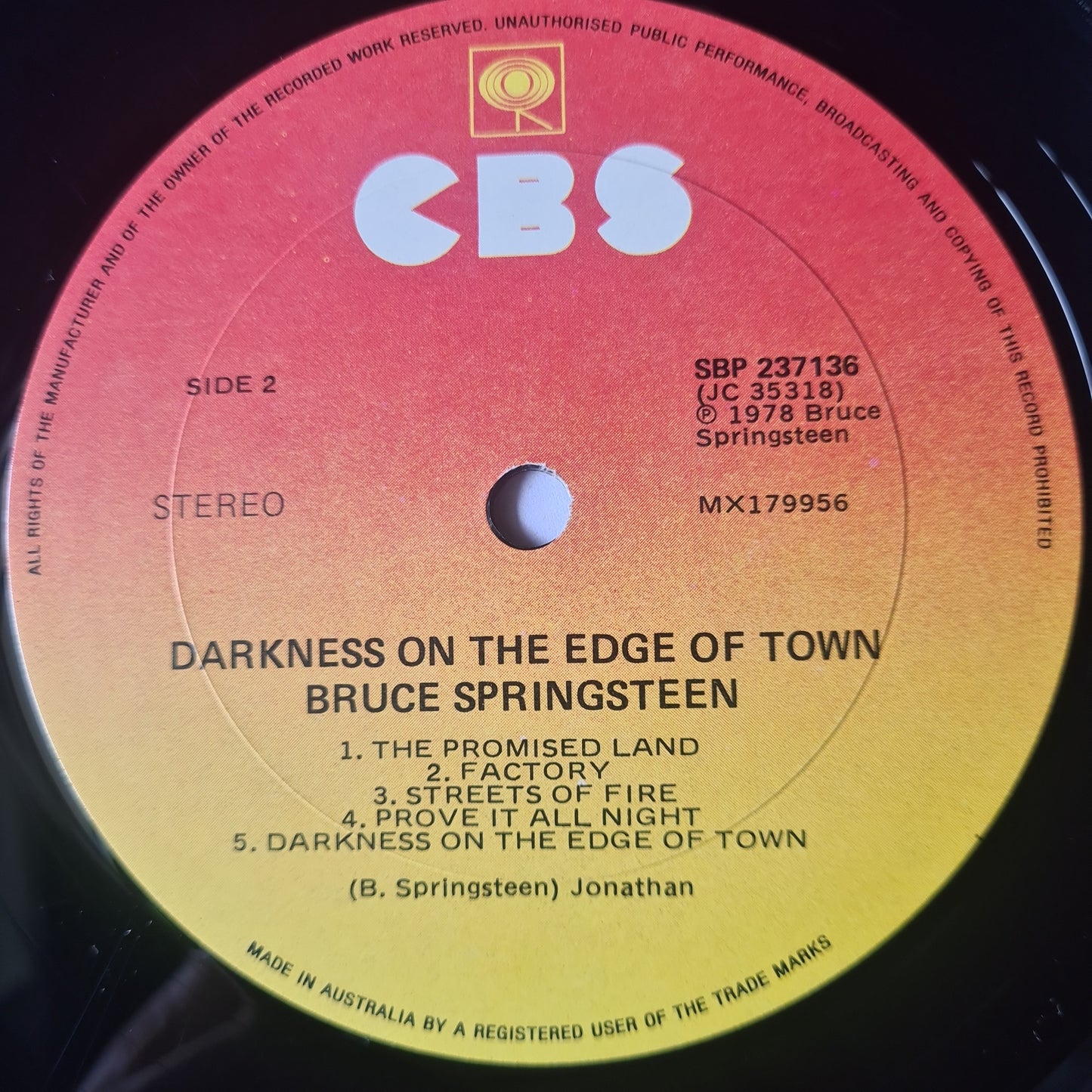 Bruce Springsteen – Darkness On The Edge Of Town - 1978 - Vinyl Record