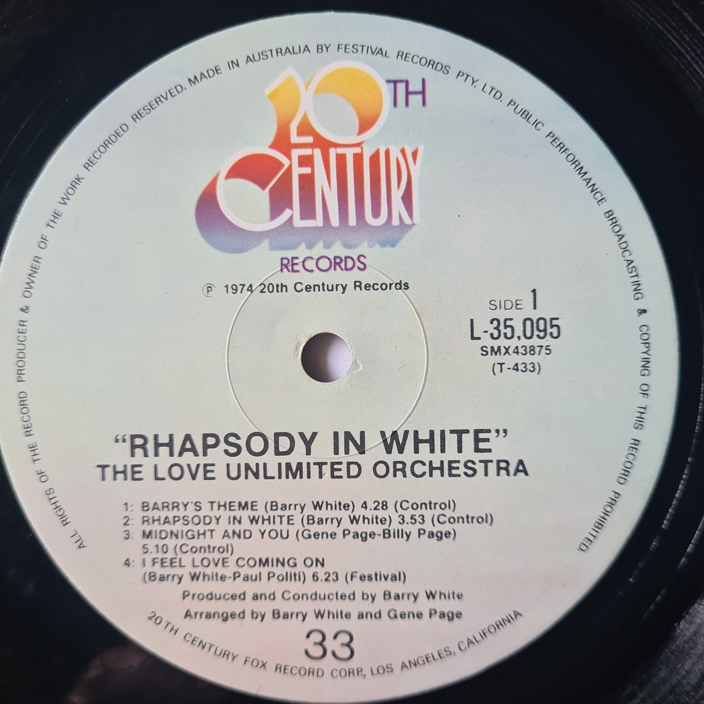 Barry White – The Love Unlimited Orchestra: Rhapsody In White - 1973 - Vinyl Record