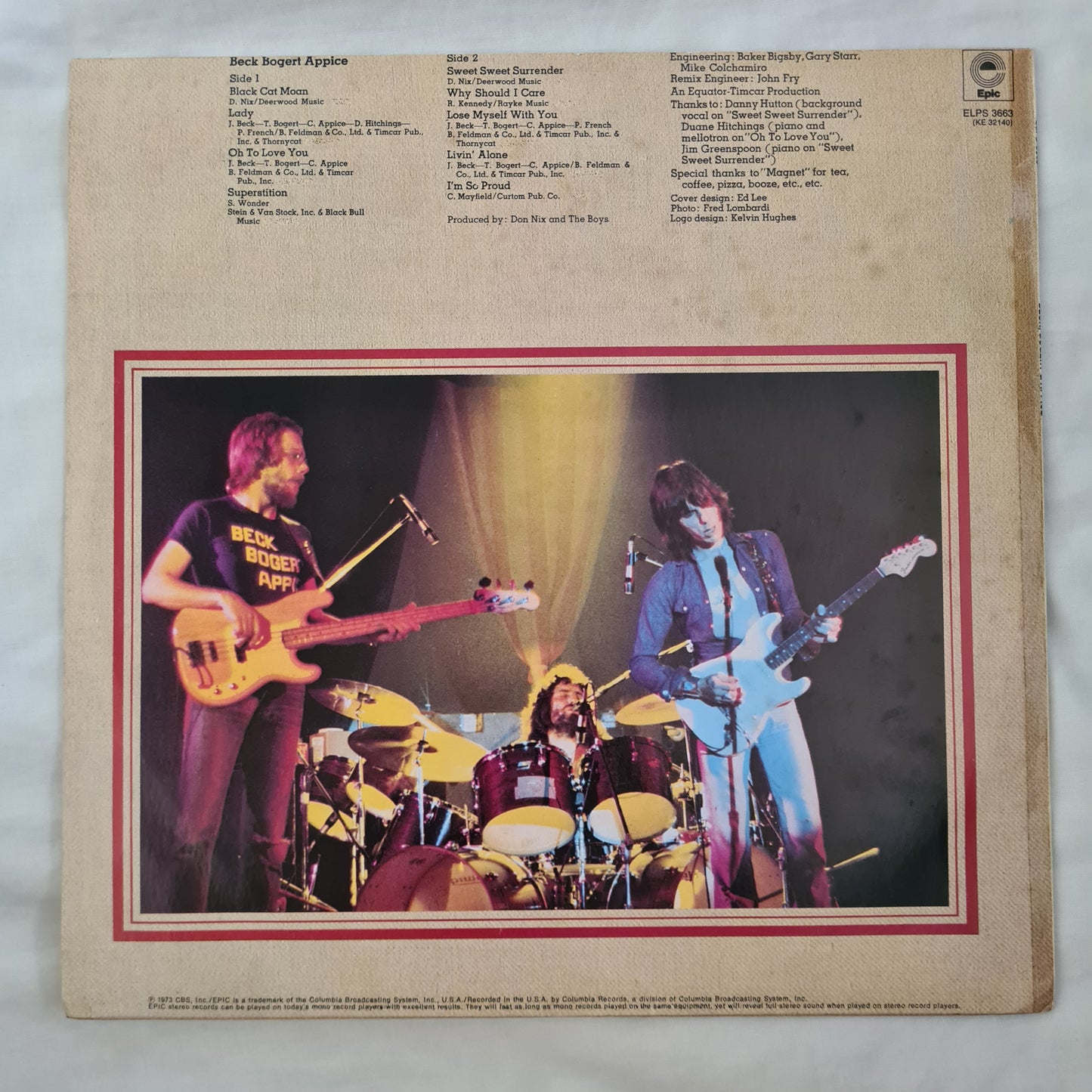 Beck, Bogert & Appice– Beck, Bogert & Appice - 1973 - Vinyl Record